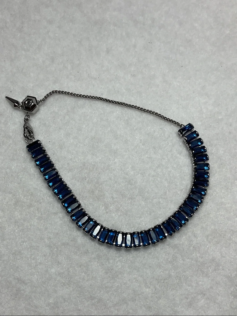 Origami Owl Silver Bracelet with Deep Blue Rectangular Stones